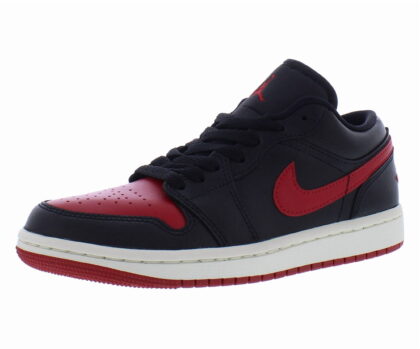 Air Jordan 1 Low Women's Size 6.5 'Bred' Black Leather Athletic Shoes DC0774 061