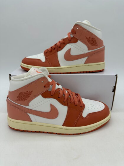 Air Jordan 1 Mid Women's Size 11 Orange Sail Leather Athletic Shoes BQ6472 180