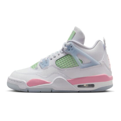 Big Kid's Jordan 4 Retro "V-Day" White/Md Sft Pnk-Half Blue (IB7068 100)