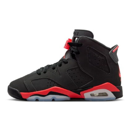 Big Kid's Jordan 6 Retro "Infrared Salesman" Black/Lt Crimson (IQ1275 001)