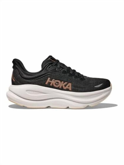 Hoka Bondi 9 Womens Running Shoe - Black/Rose Gold