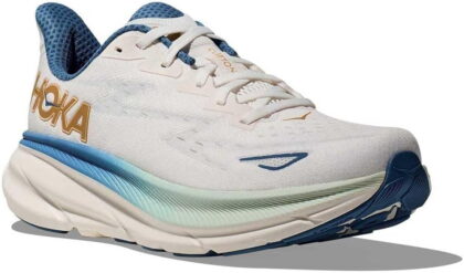 Hoka Men's Clifton 9 Running Shoes, Frost/Gold, US 14 Medium