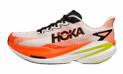 HOKA MENS Mach X 3 "White / Neon Tangerine" 1168720 WNG 1168720 WNG from Stadium Goods