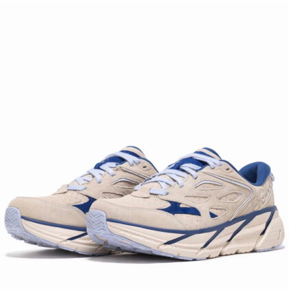 Hoka One One Clifton L Suede Oatmilk/Bellwether-Blue 1122571-OTH