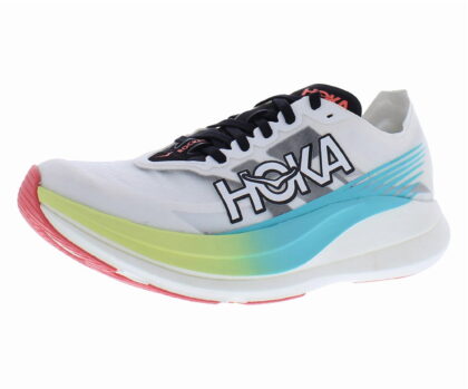 HOKA Rocket X 2 Unisex Shoes Size 7, Color: Yuzu/Cielo Blue