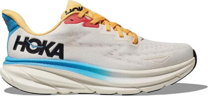 Hoka Women's Clifton 9 Every Day Shoes, 6 US ( Standard ), Blanc de Blanc/Swim Day