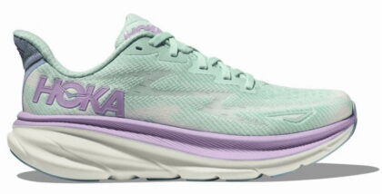 Hoka Women's Clifton 9 Sneaker, Sunlit Ocean/Lilac Mist, US 12 ( WIDE )