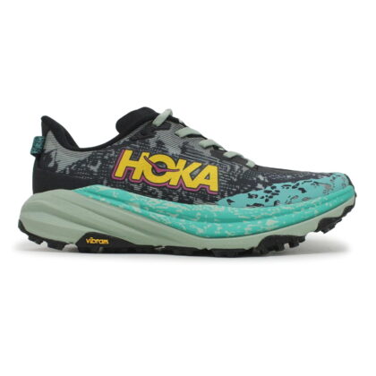 Hoka Women's Speedgoat 6 Trail Running Shoes, Black/Aloe Vera, US 6.5 Medium
