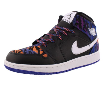 Jordan 1 Mid Se Gs Girls Shoes Size 5, Color: Black/Black/White/Rush Violet