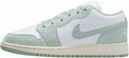 Jordan Big Kid's 1 Low SE Sneakers, White/Seafoam-Sail
