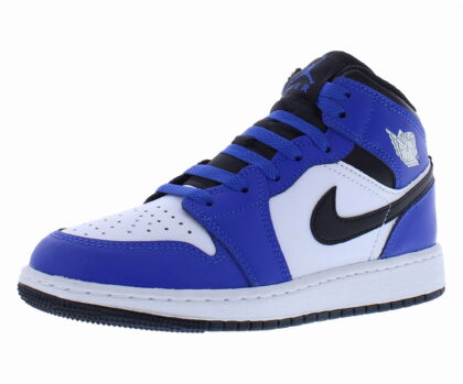 Jordan Big Kids' Air 1 Mid Shoes Game Royal/Black-White 5