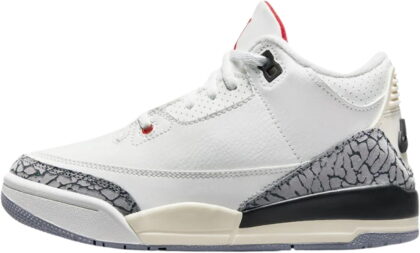 Jordan Little Kids 3 Retro Shoes, 13.5C, Summit White/ Fire Red