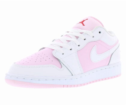 Nike Air Jordan 1 Low GS Girls Shoes Size 7, Color: Pink Foam/White/Fire Red