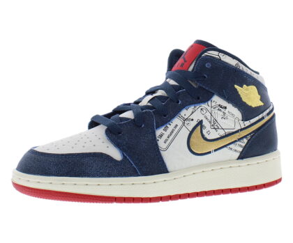 Nike Air Jordan 1 Mid SE Armory Navy/Metallic Gold FN1353-400 Men's Size 5.5 Medium