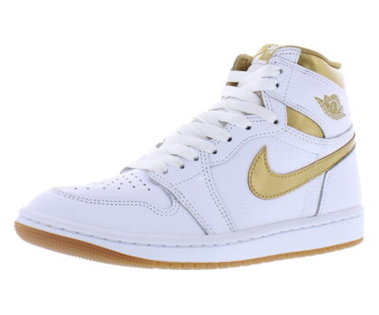 Nike Air Jordan 1 Retro High OG Womens Shoes Size 12, Color: White/Metallic Gold/Gum Light Brown