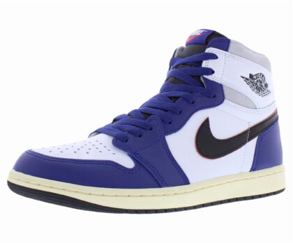 Nike Air Jordan 1 Retro High Original Leather Mens Shoes Size 10, Color: White/Black/Neutral Grey