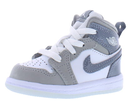 Nike Jordan Kids' Toddler Air Retro 1 Mid SE Casual Shoes, Grey/White
