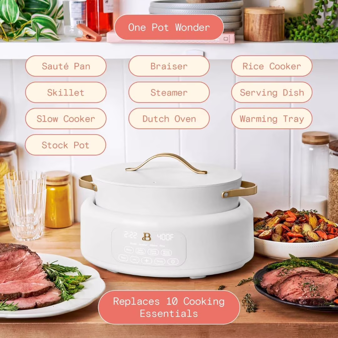 10-in-1 Electric Multi-Cooker, 6 Qt Programmable Pot w/Digital Display, Nonstick, One-Touch Controls, Multi-Function Kitchen Appliance - Image 2