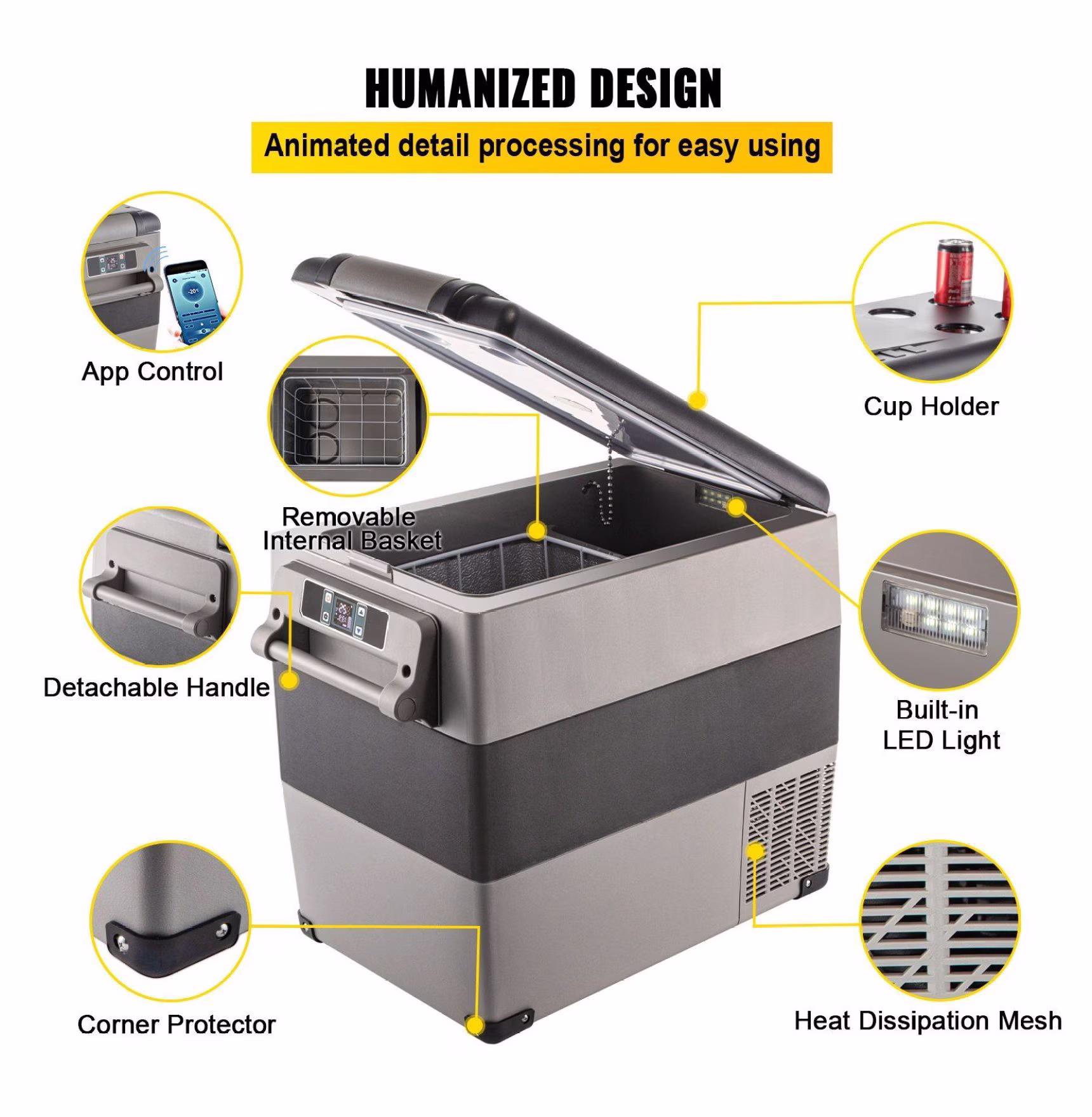 12 Volt Refrigerator 58 Qt, Dual Zone Car Fridge Freezer, Portable Compressor Cooler - 12/24V DC & 110-240V AC for RV, Camping, Truck & Home Use - Image 2