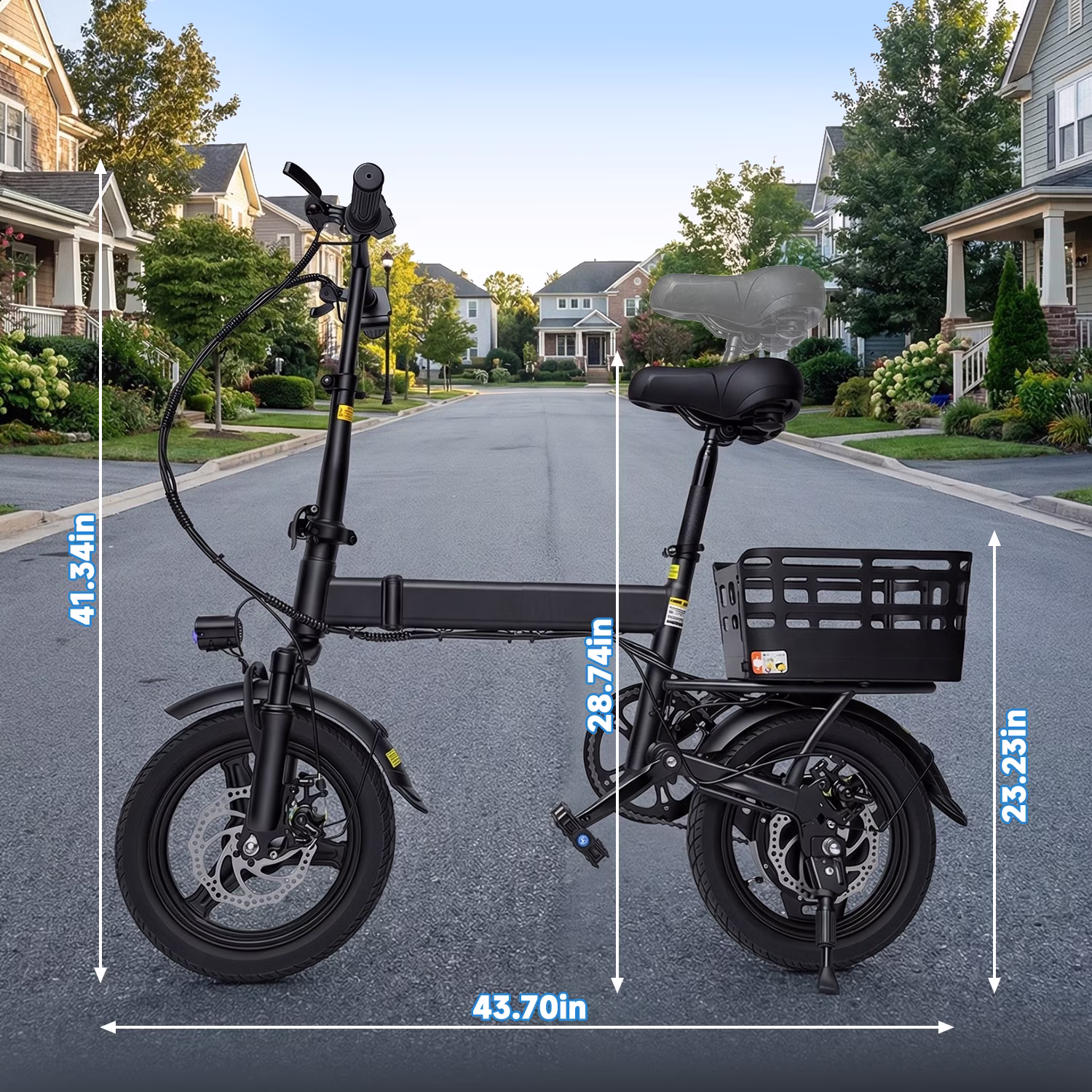 14” Folding Electric Bike, Peak 500W Motor 36V 12Ah Battery, Ebike 20 MPH, 30+ Miles PAS Range, Shock Absorbers, UL 2849 Certified for Adult and Teen - Image 3
