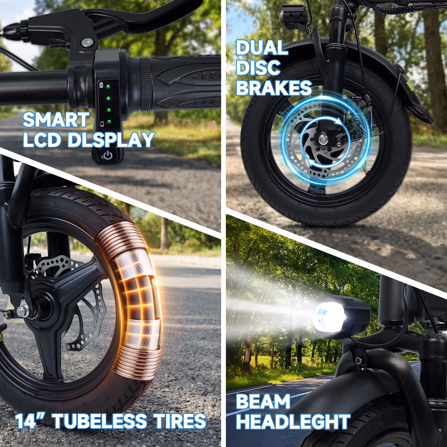 14” Folding Electric Bike, Peak 500W Motor 36V 12Ah Battery, Ebike 20 MPH, 30+ Miles PAS Range, Shock Absorbers, UL 2849 Certified for Adult and Teen - Image 5