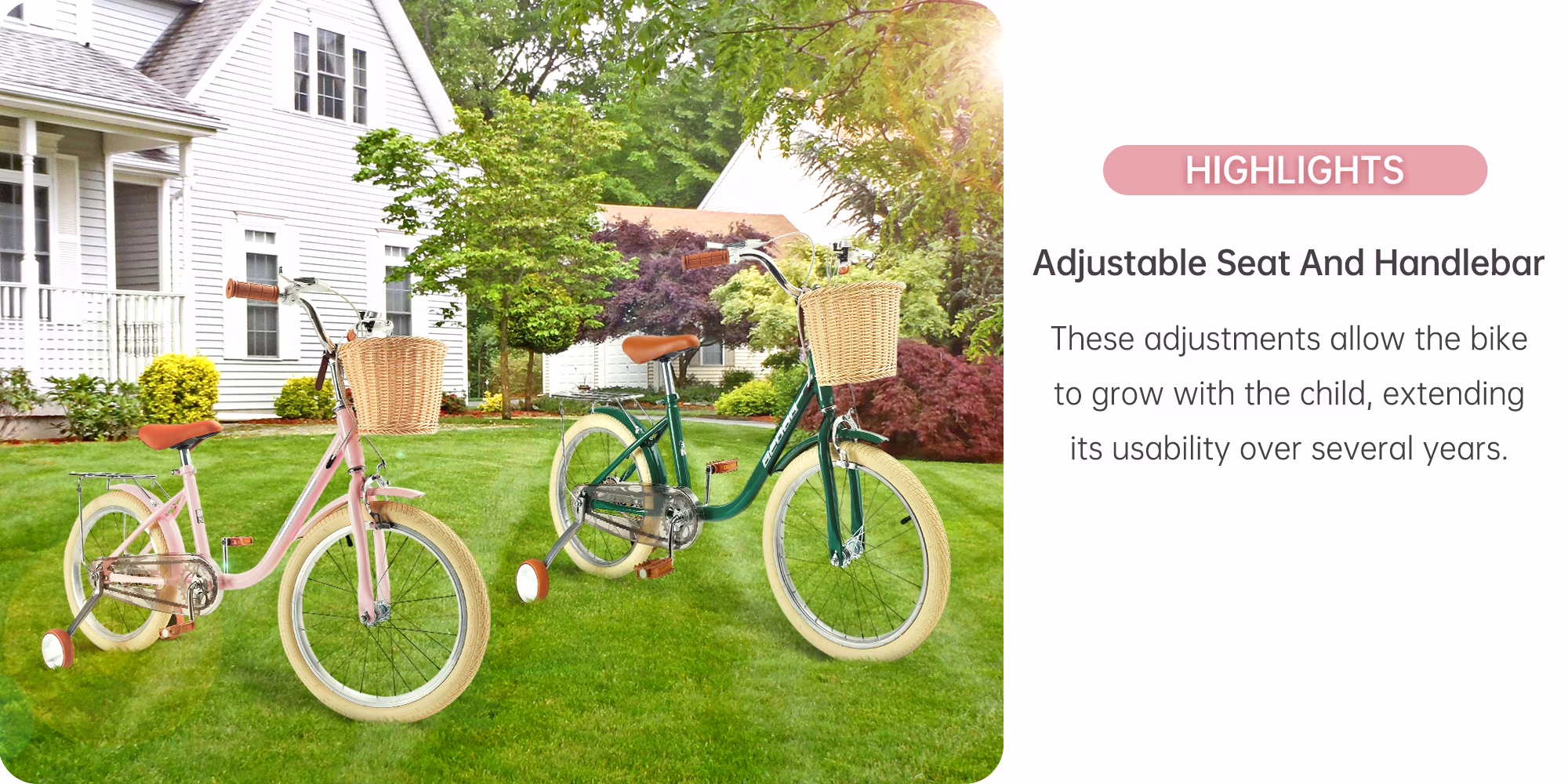 18 Inch Kids Bike with Removable Training Wheels, Adjustable Seat, Steel Frame & Dual Brake, Kids Bicycle for 6-10 Years Old Toddler Girls Boys - Image 3