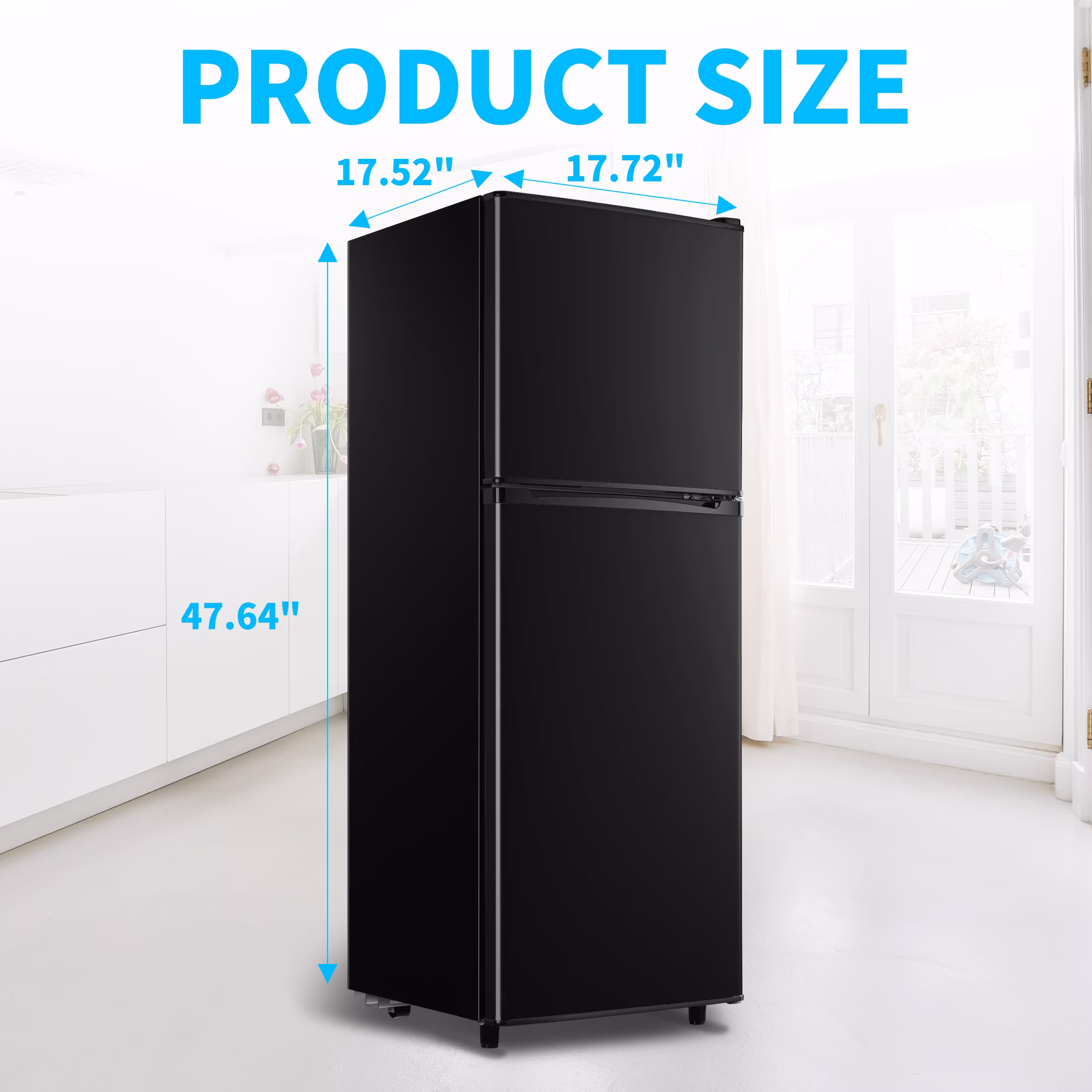 2 Door Mini Fridge with Freezer,4.5 Cu.ft.,5 Adjustable Thermostat & 4 Removable Glass Shelves - Image 3