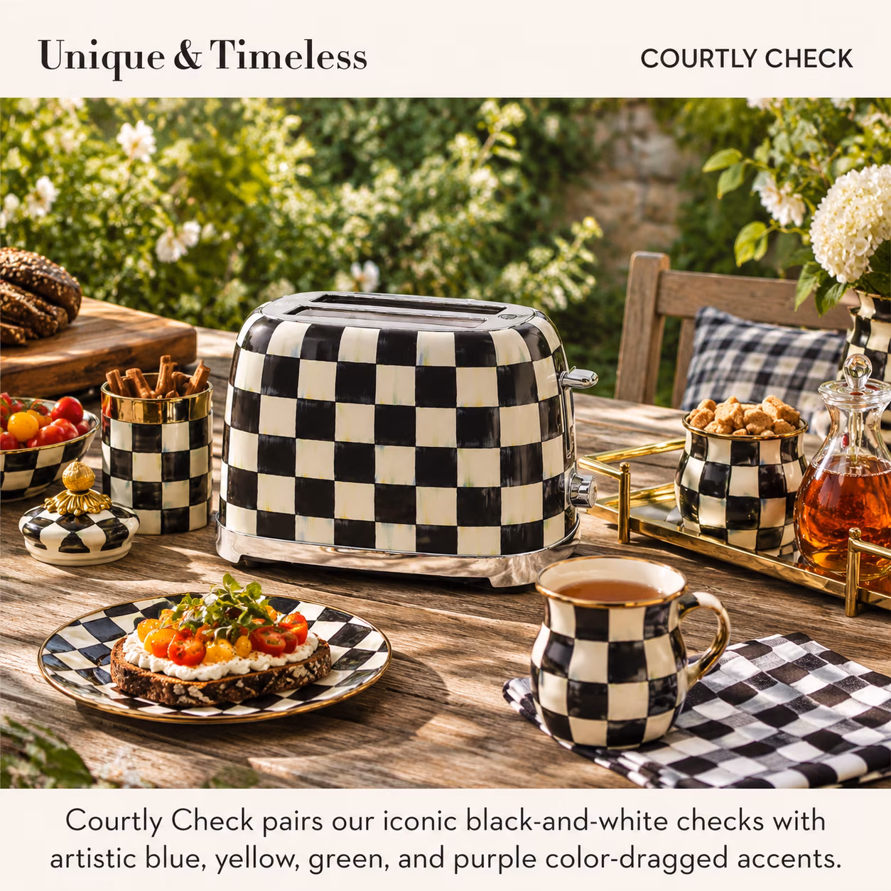 2-slice Electric Toaster with Courtly Check Pattern, Stainless Steel Kitchen Appliance - Image 3