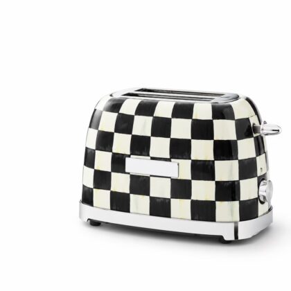 2-slice Electric Toaster with Courtly Check Pattern, Stainless Steel Kitchen Appliance