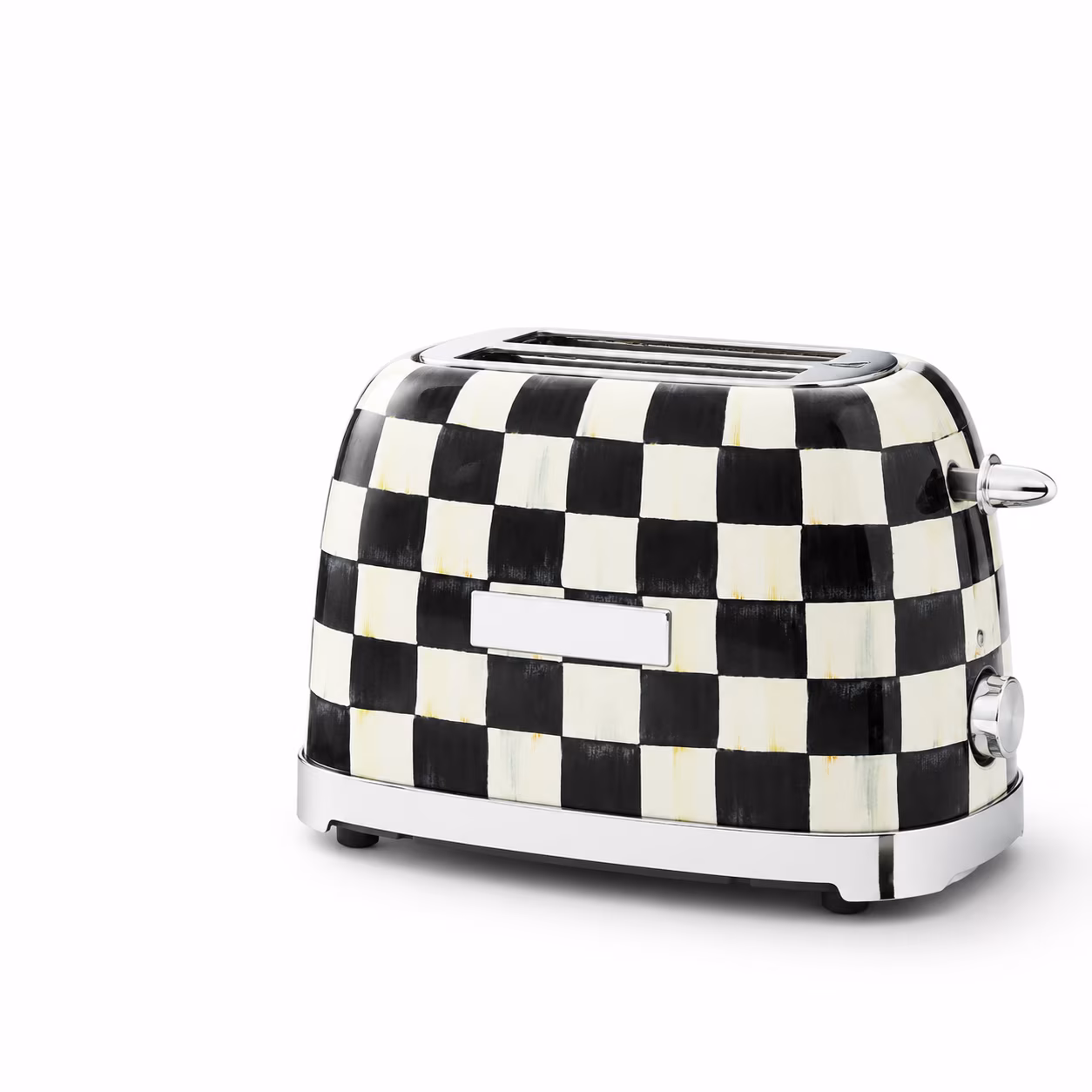 2-slice Electric Toaster with Courtly Check Pattern, Stainless Steel Kitchen Appliance