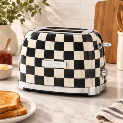 2-slice Toaster Courtly Check Black-and-White Stainless Steel Kitchen Appliance