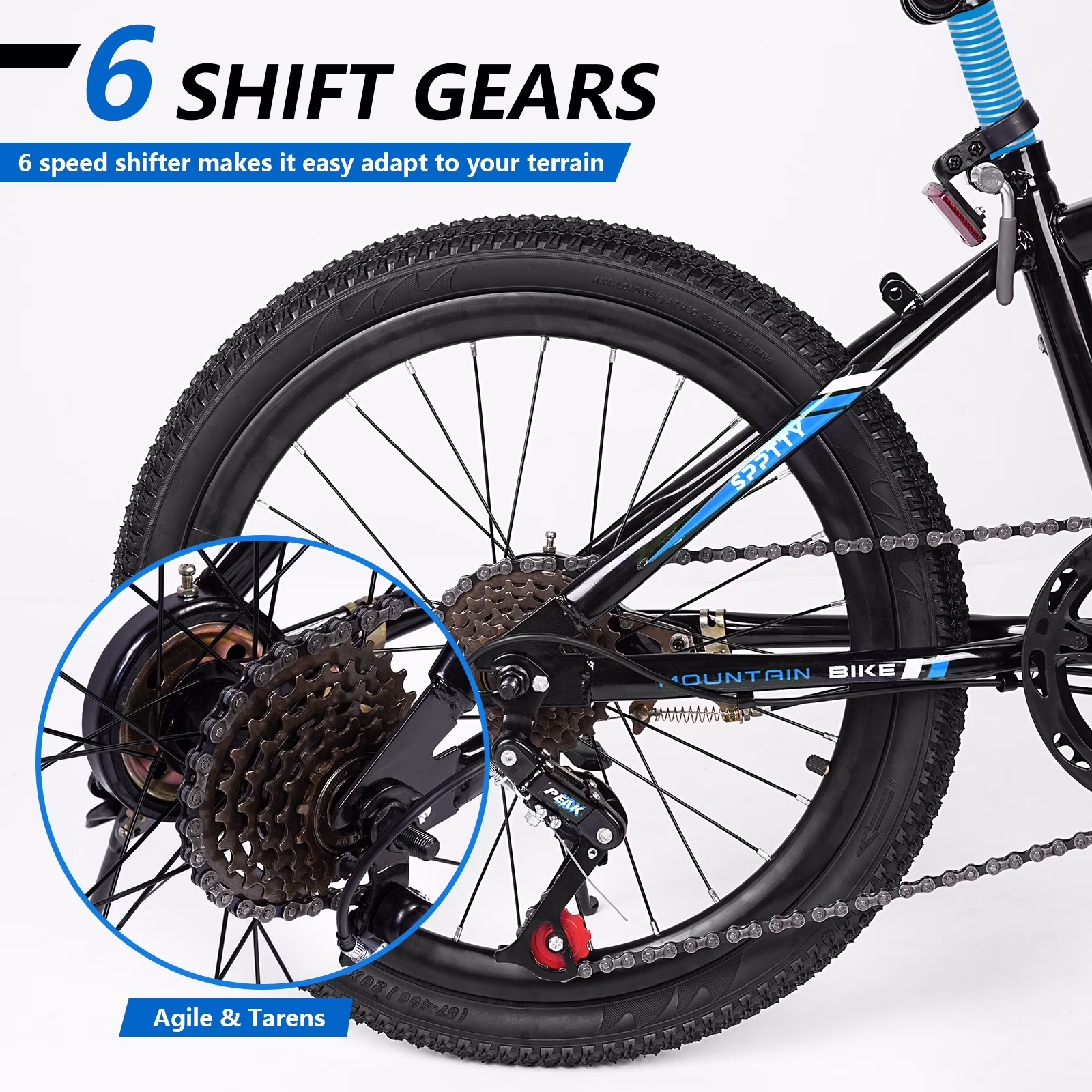 20-24 inch Bike,6-Speed Mountain Bike for Men Women Boys Girls,Comfort Saddle,Blue - Image 2