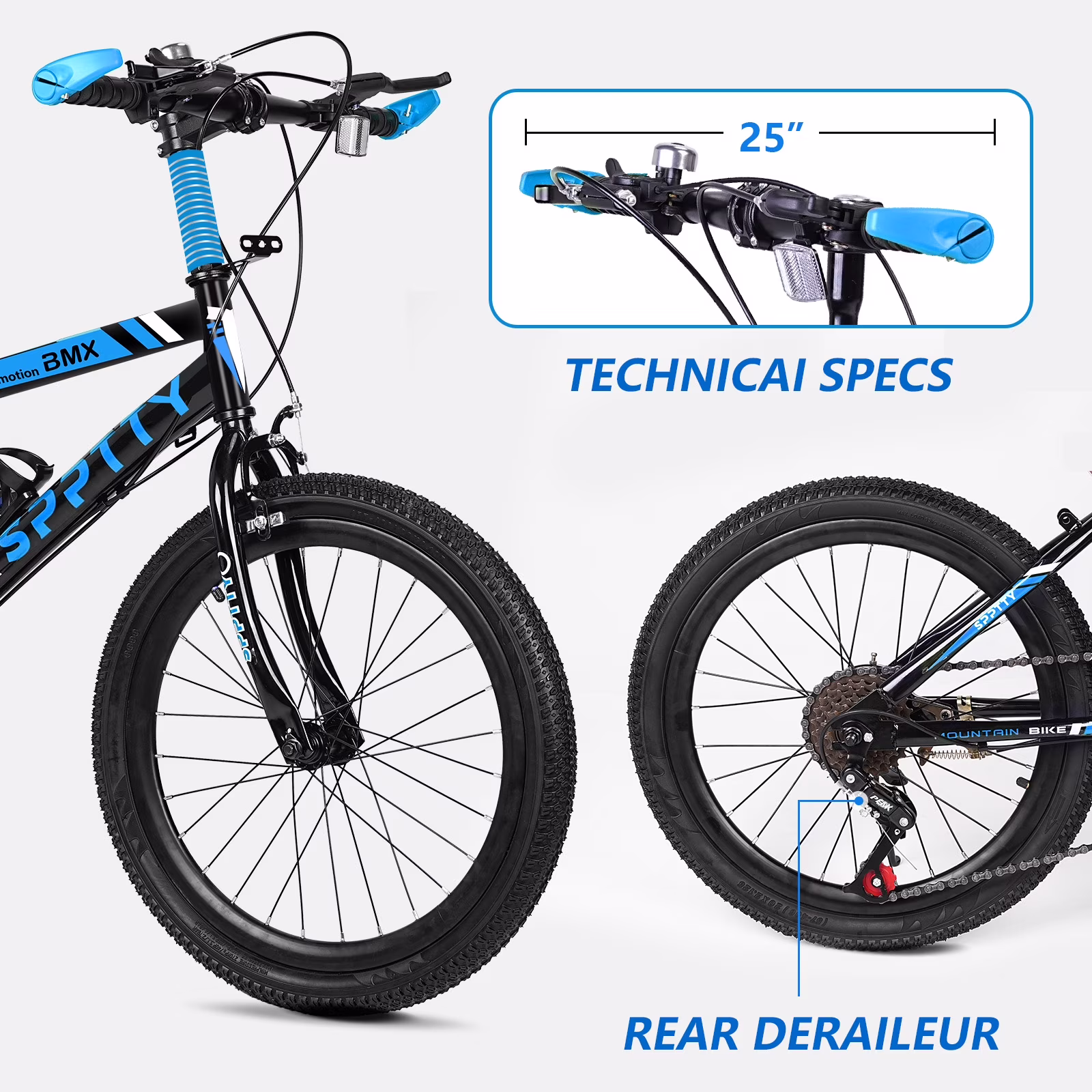 20-24 inch Bike,6-Speed Mountain Bike for Men Women Boys Girls,Comfort Saddle,Blue - Image 3