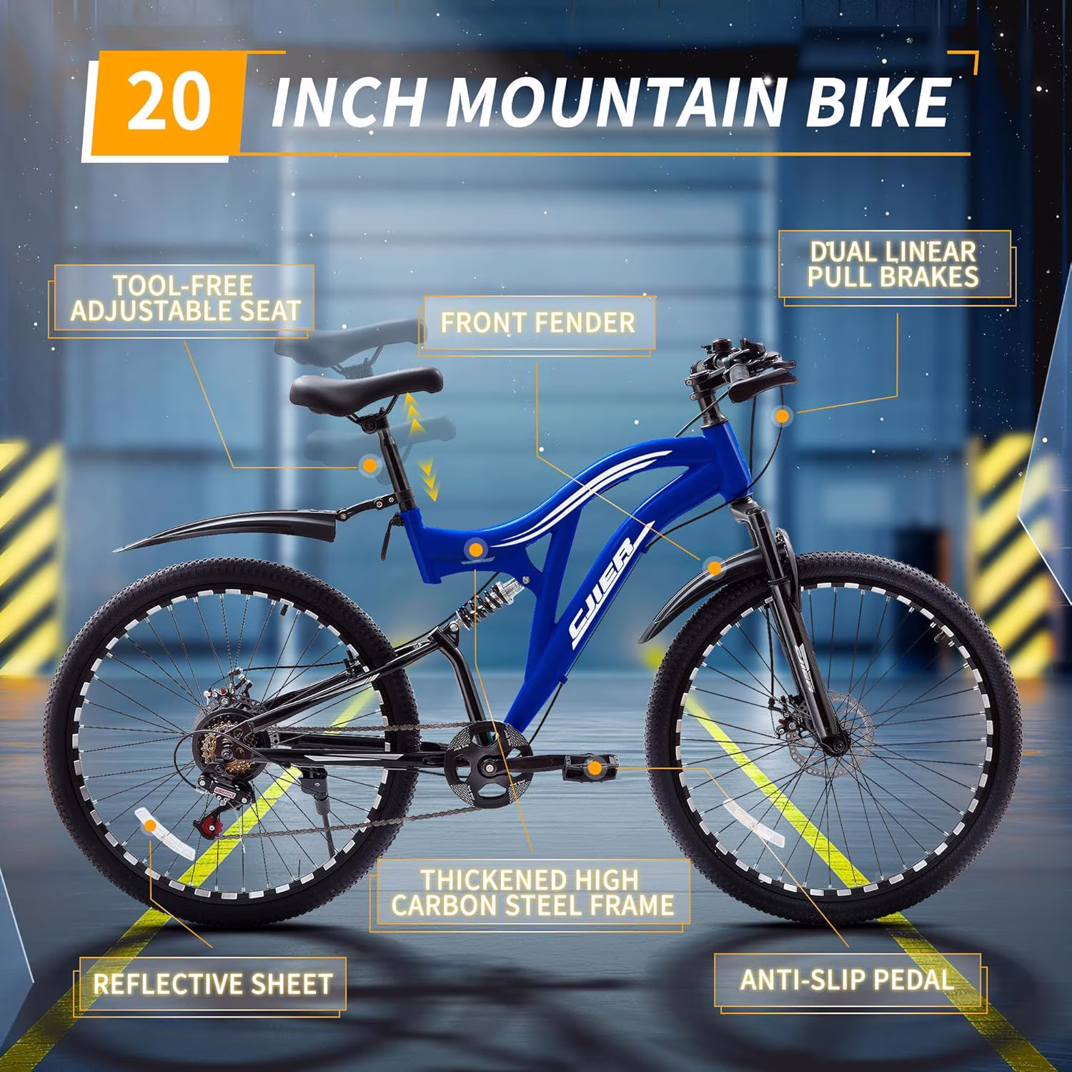20 Inch Kids Mountain Bike for Girl, Lukstr Kids Bike, Girls MTB Bicycle with Full Suspension, Dual Disc Brake, 7-Speed, High-Carbon Steel Frame - Image 5