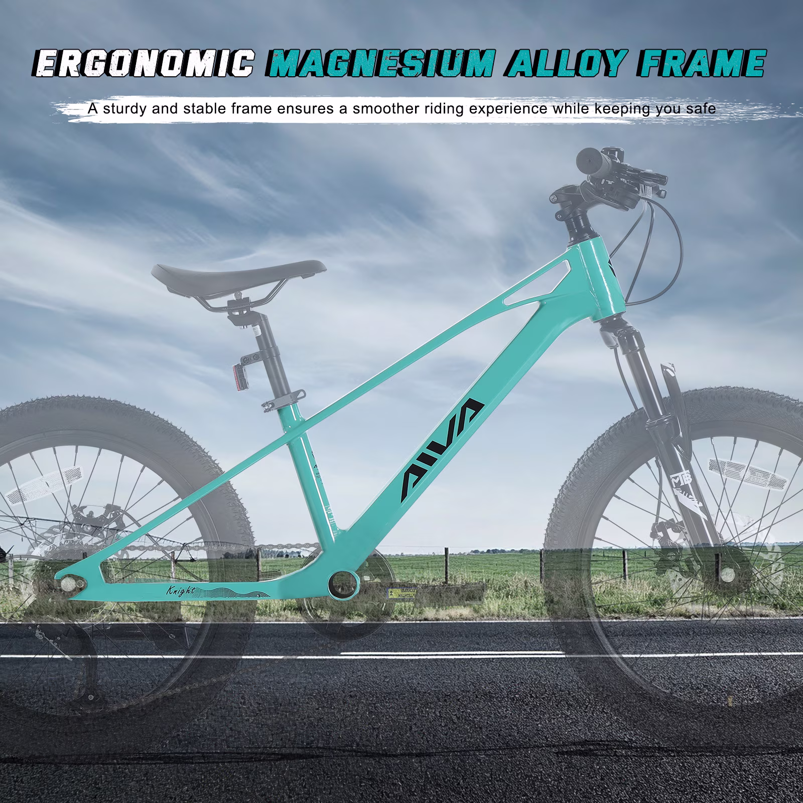 20 Inch Mountain Bike, Magnesium Alloy Frame Dual Front Suspension Mountain Bicycles, 7-speed Bike with Disc Brake - Image 4