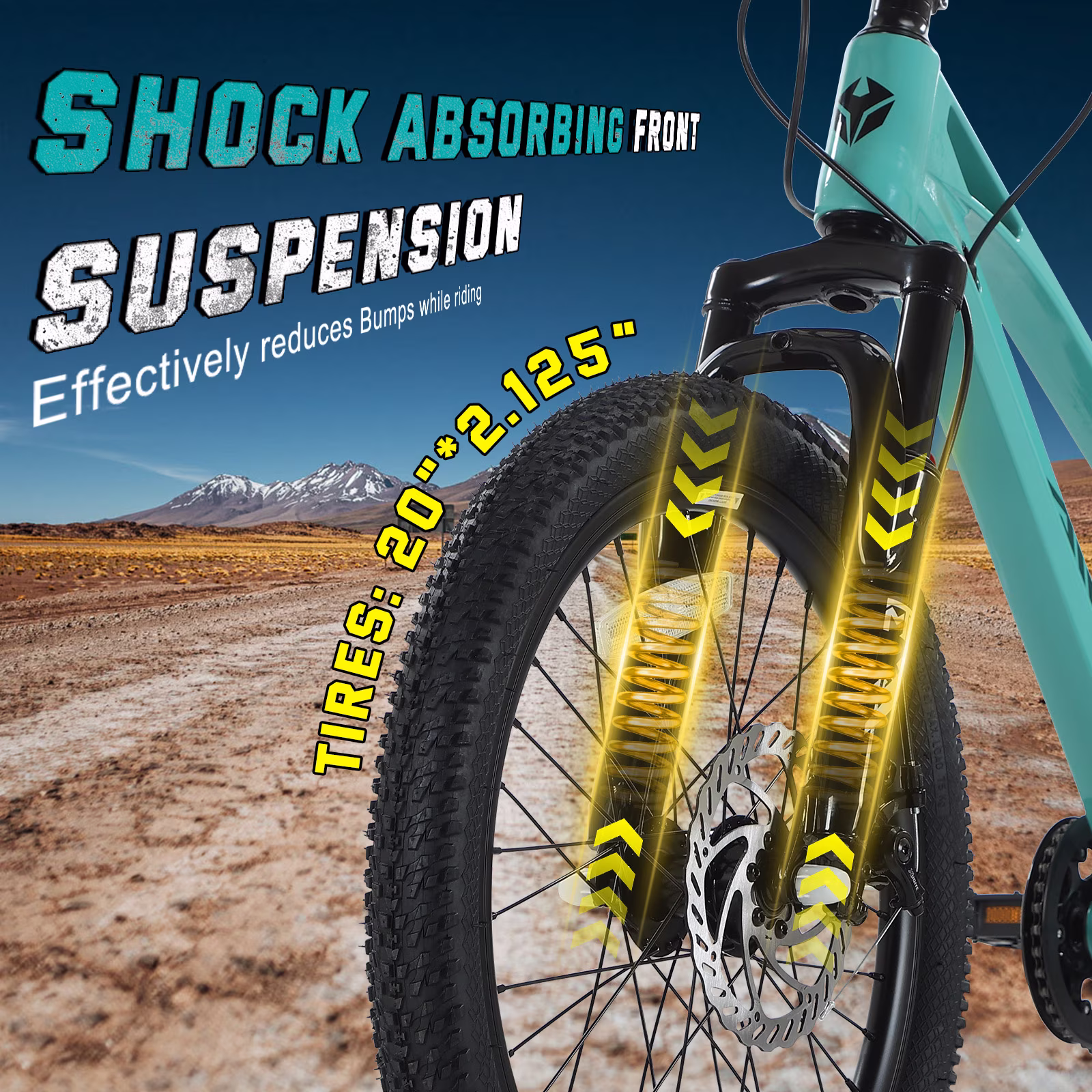 20 Inch Mountain Bike, Magnesium Alloy Frame Dual Front Suspension Mountain Bicycles, 7-speed Bike with Disc Brake - Image 3
