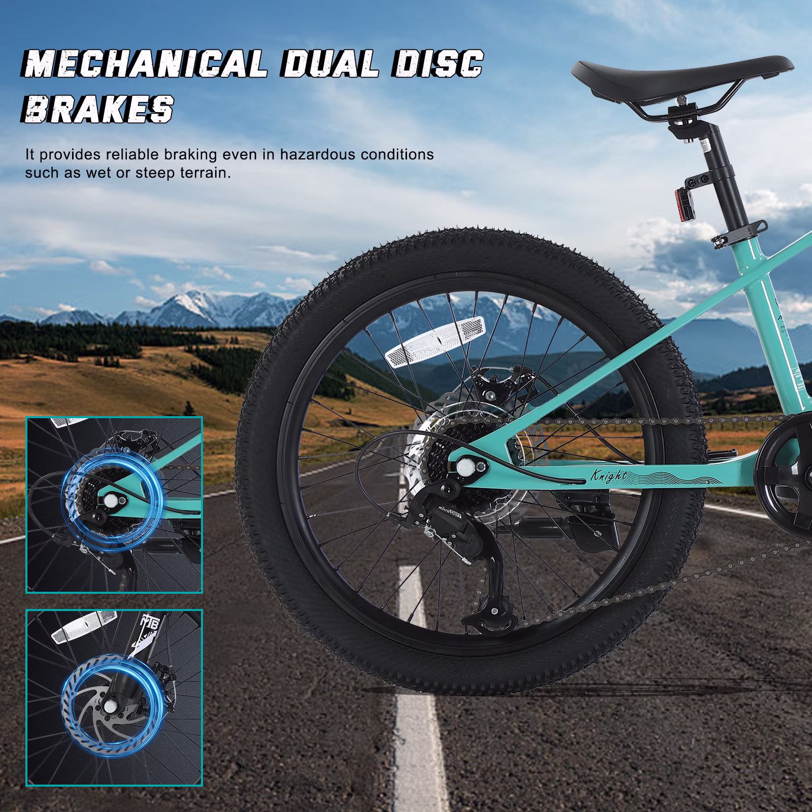 20 Inch Mountain Bike, Magnesium Alloy Frame Dual Front Suspension Mountain Bicycles, 7-speed Bike with Disc Brake - Image 2