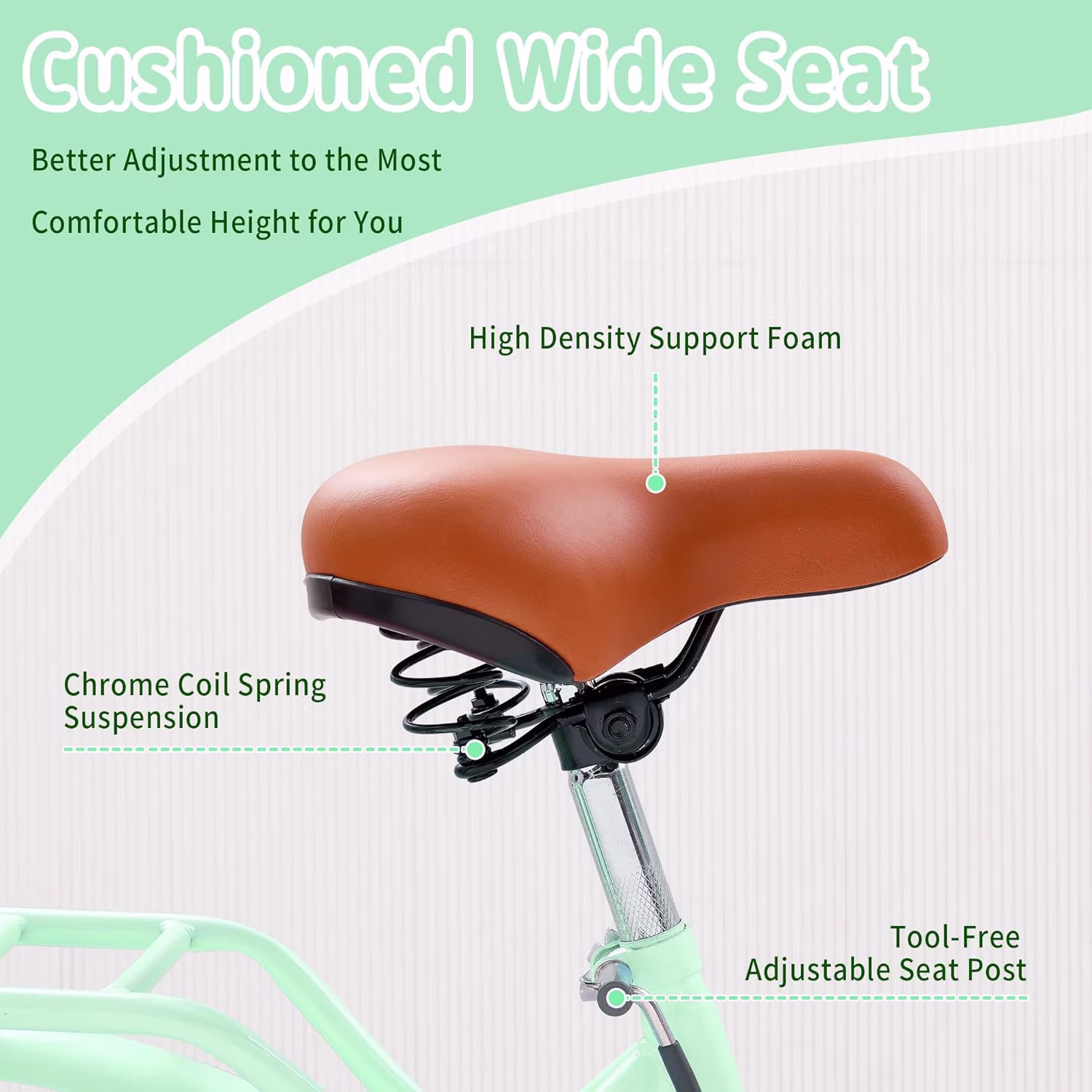 20 Inch Women's Bikes, Cuoote Bike for 6-15 Years with Rattan Basket, Lightweight Carbon Steel Frame, Bicycles 7-Speed Cruiser - Image 3