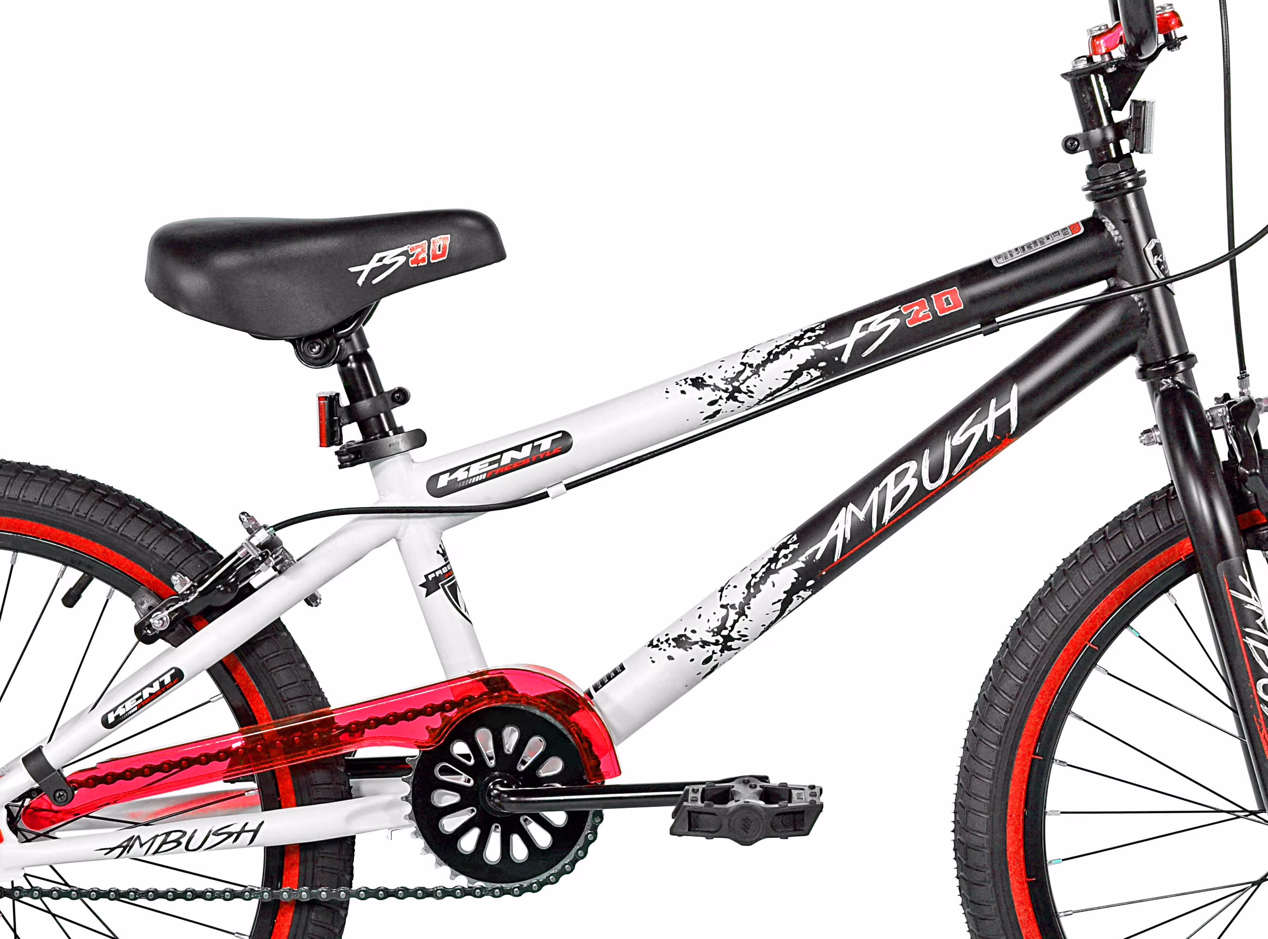 20" Kent Bicycle Ambush BMX Bicycle, Fits Rider 4'2"-5', Red/White/Black, Child, Unisex - Image 4