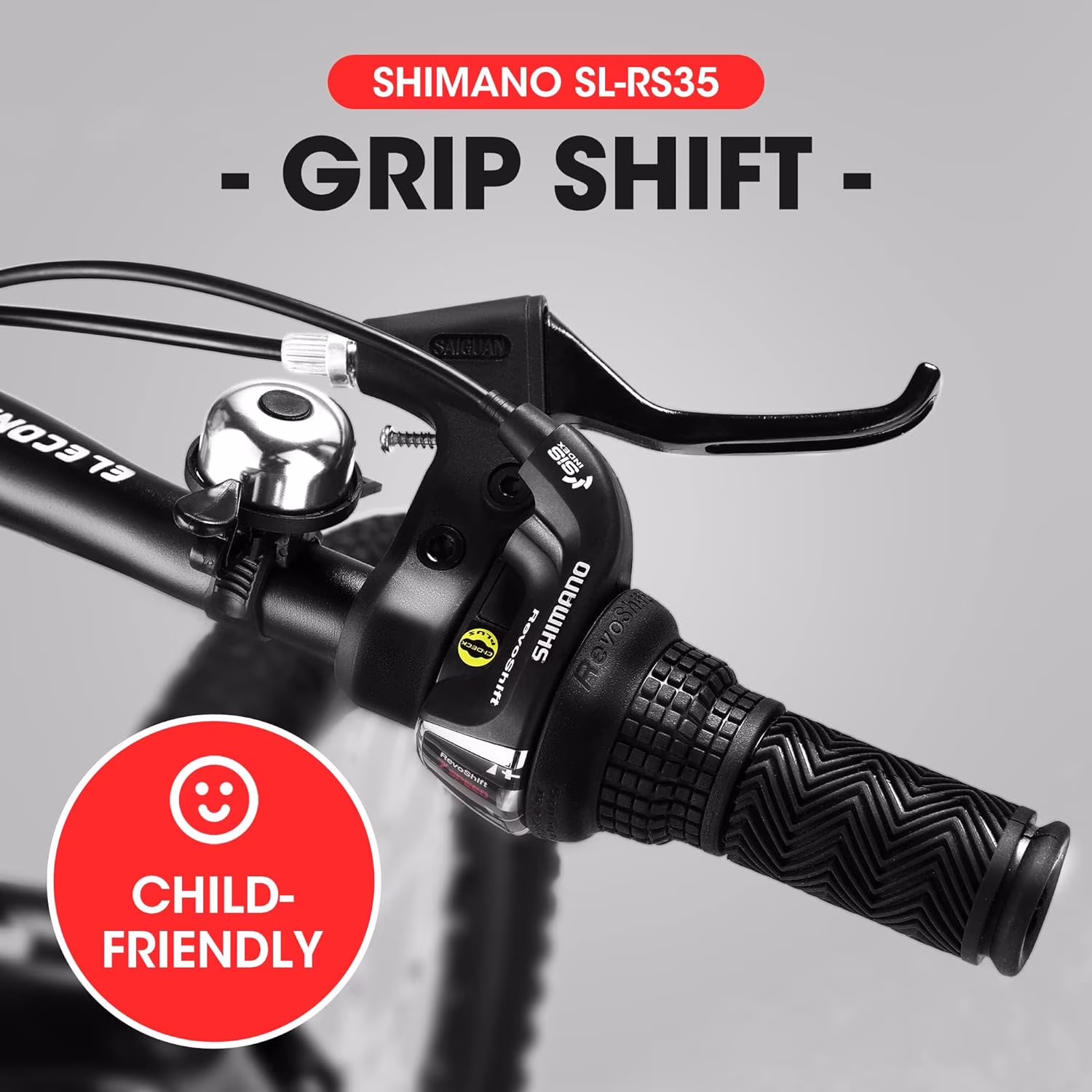 20" Kids Mountain Bike, 7-Speed Bicycle with Front Suspension & Dual Brakes, Ages 6-12,White - Image 3