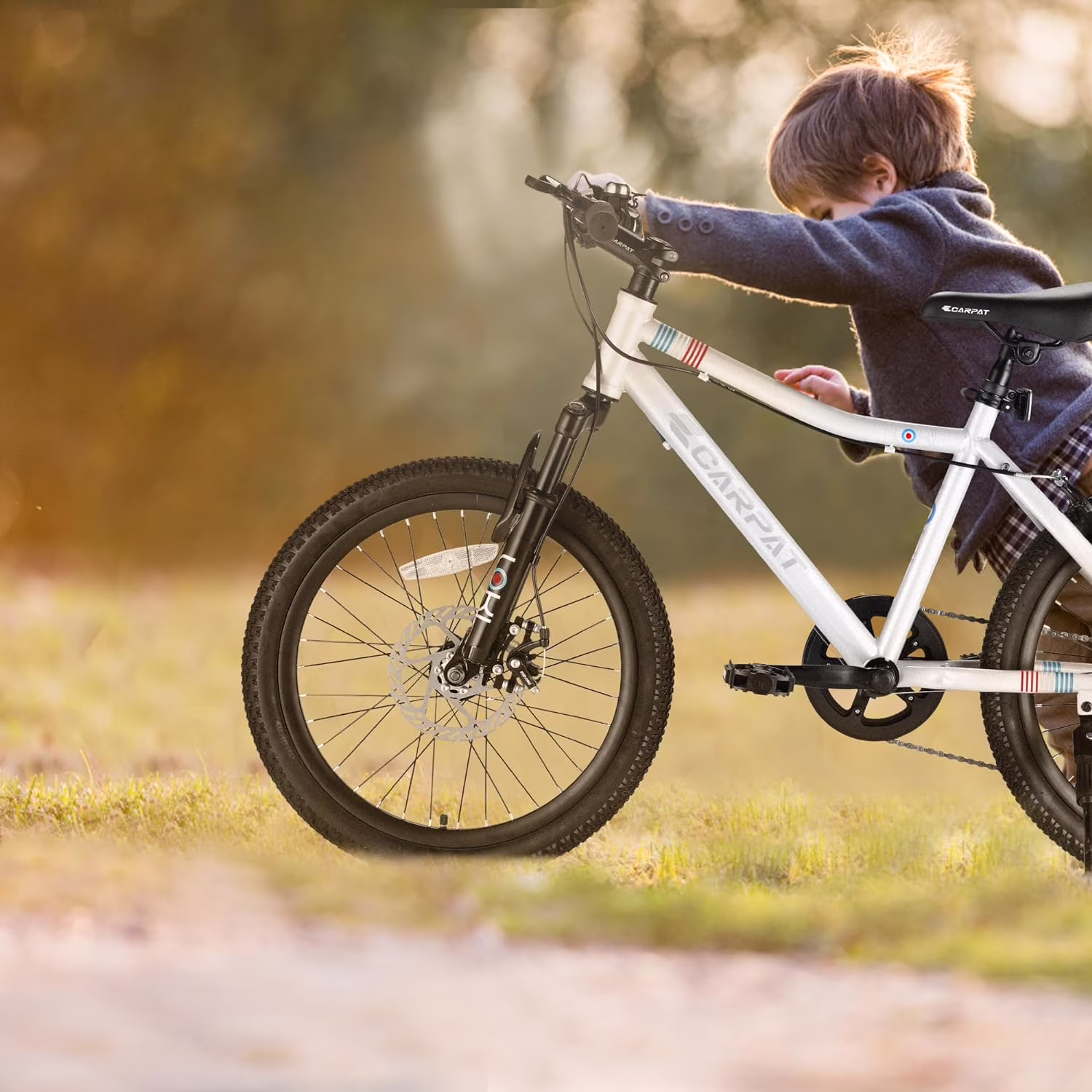20" Kids Mountain Bike, 7-Speed Bicycle with Front Suspension & Dual Brakes, Ages 6-12,White - Image 2