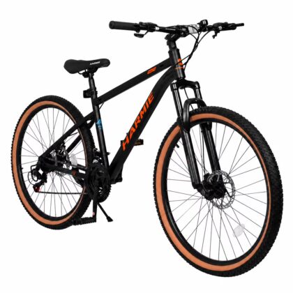 24“/27" Mountain Bike, High Carbon Steel Frame, 21-Speed with Front Suspension & Disc Brakes, Durable Design with Brown Edge Tires for School Commuting & Outdoor Cycling