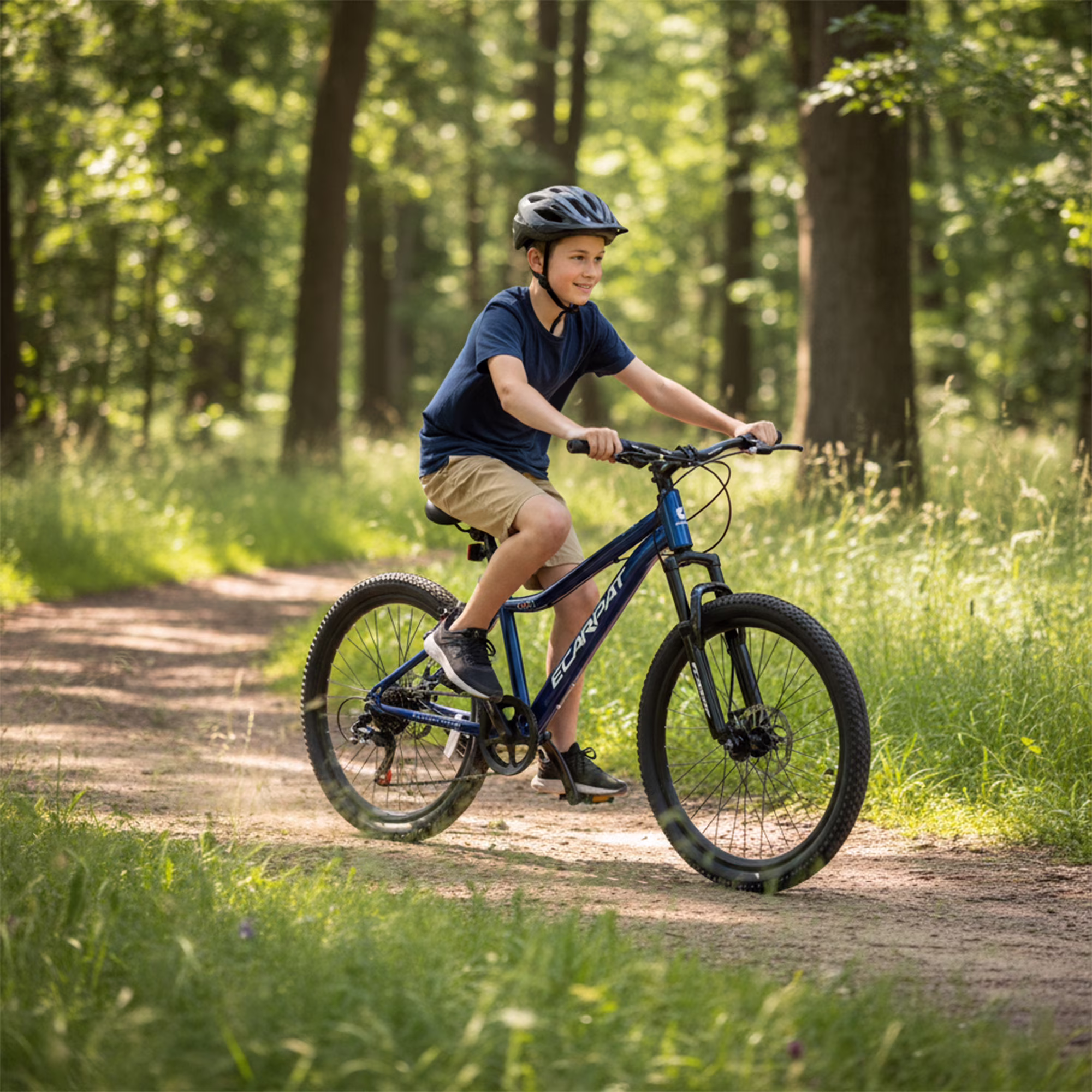24 Inch Mountain Bike for Teenager, 7 Speed Mountain Bicycle with Front Suspension, Front Disc Brake and Rear V-Brake, Carbon Steel Frame Outdoor Cycling City Bike, Blue - Image 2