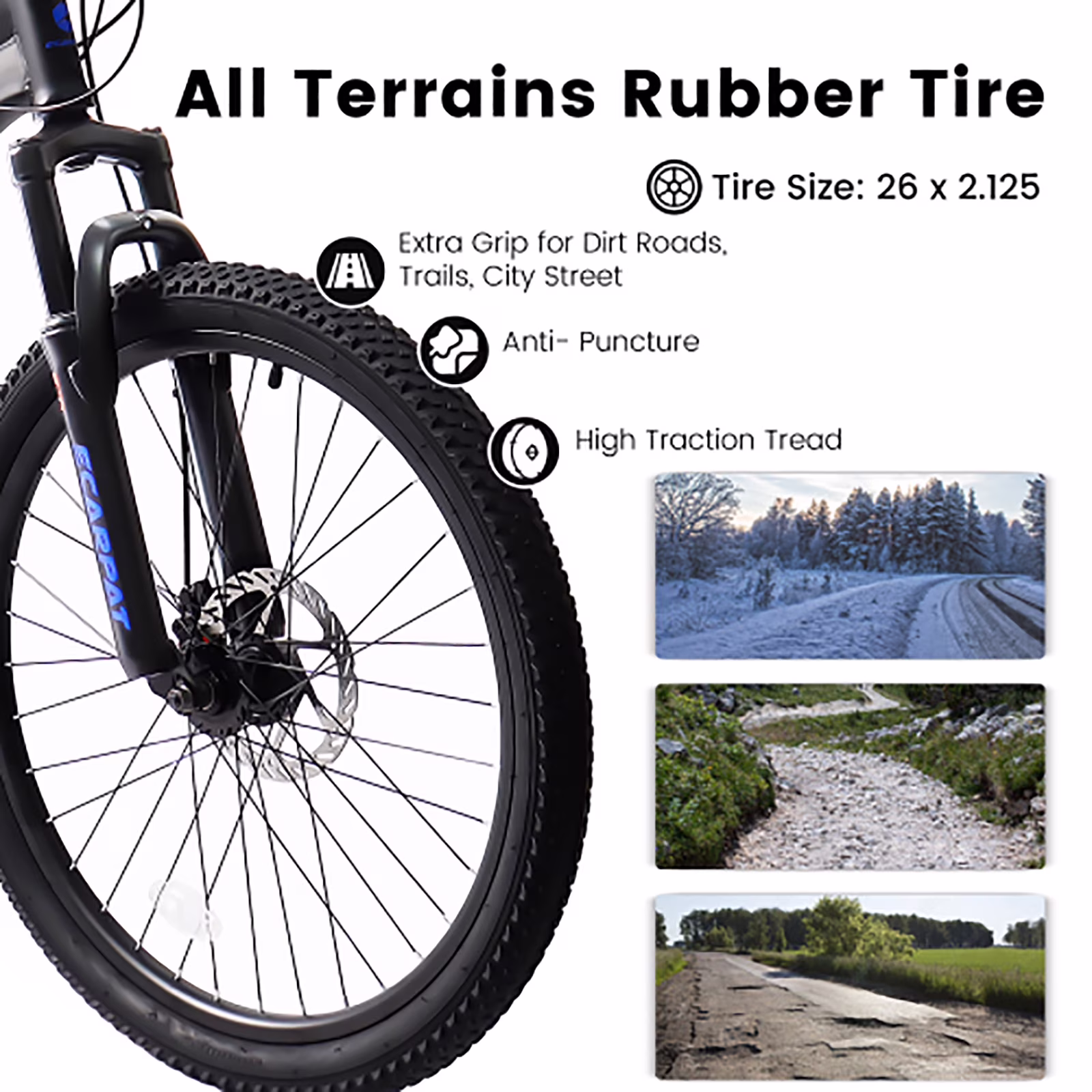 24 Inch Mountain Bike for Teenagers, High Carbon Steel Frame, Dual Full Suspension Mountain Bike, Mountain Tire, 21 Speed Mens Womens Outdoor Cycling, Birthday Gifts - Image 3