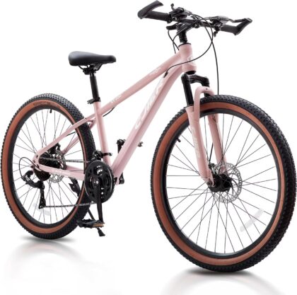 24 Inch Mountain Bike for Women, NEORIVER 21-Speed Women's Mountain Bike, 2.125'' Tires Adult MTB with Suspension Fork, Dual Disc Brakes, Internal Wiring Frame & Auxiliary Handle