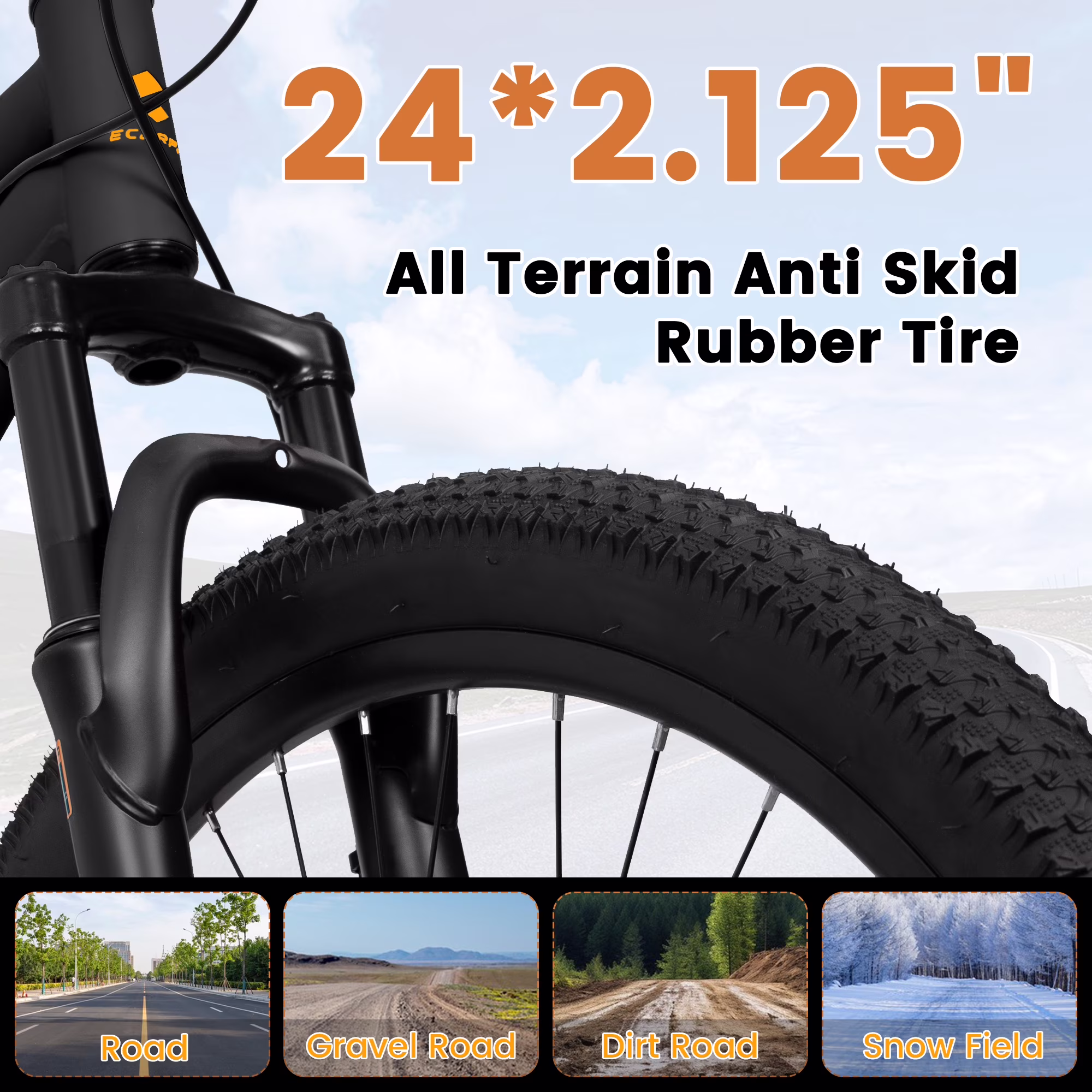 24 Inch Mountain Bike Full Suspension, 21 Speed Mountain Bicycle with Double Disc Brakes, Carbon Steel Frame Commuter City Bike for Adult Men Women, Black-Orange - Image 4