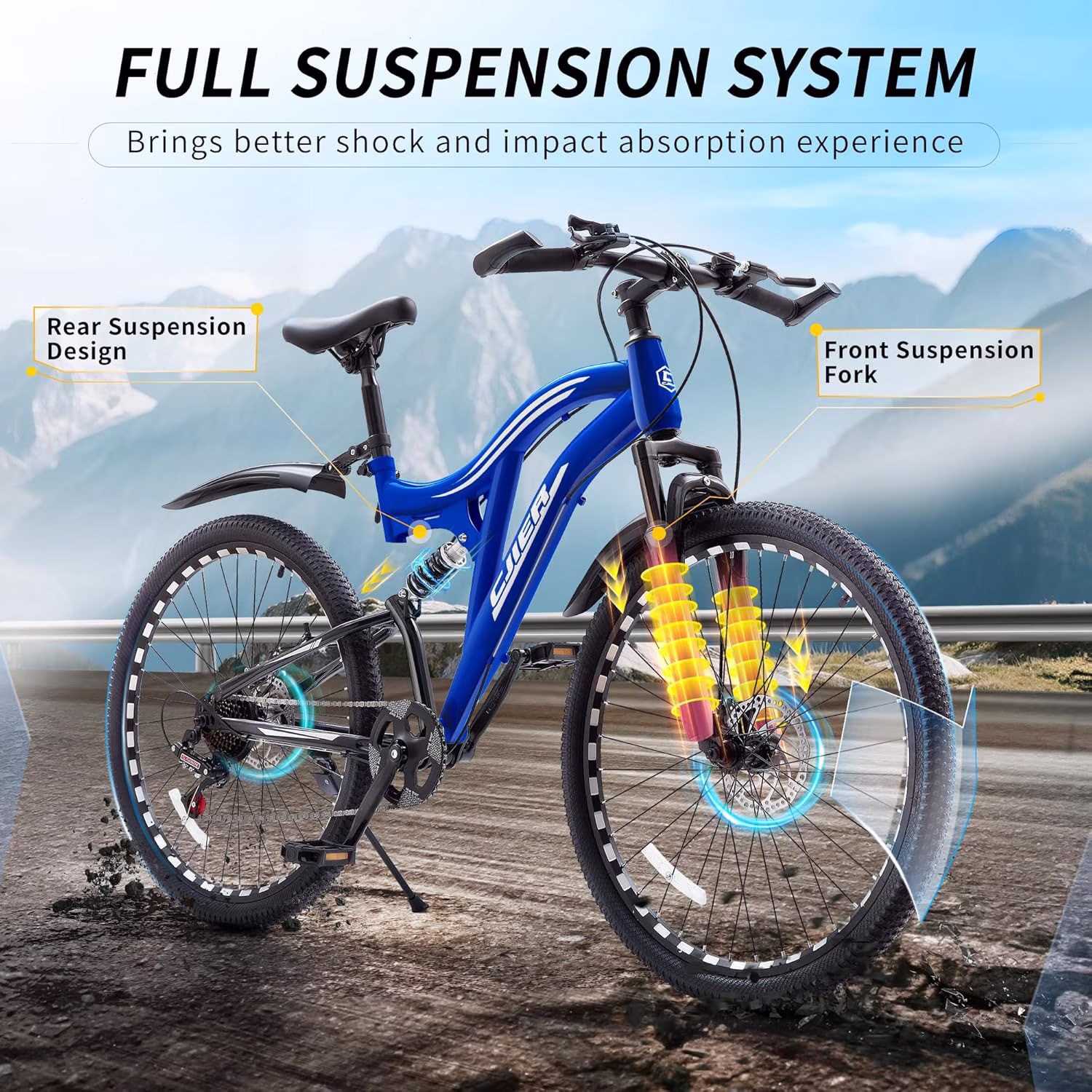 20 Inch Kids Mountain Bike for Girl, Lukstr Kids Bike, Girls MTB Bicycle with Full Suspension, Dual Disc Brake, 7-Speed, High-Carbon Steel Frame - Image 2