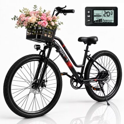 26" Electric Bike for Adults with Basket, 500W Motor, 20 MPH Speed, 35 Miles Range, 432Wh Removable Battery, UL2849 Certified, Dual Suspension Commuter Ebike