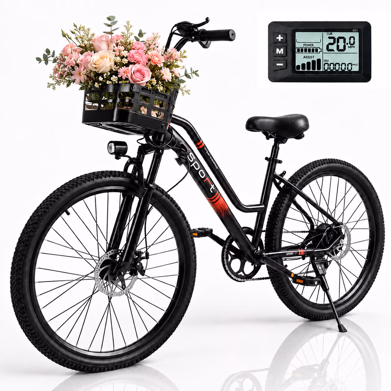 26" Electric Bike for Adults with Basket, 500W Motor, 20 MPH Speed, 35 Miles Range, 432Wh Removable Battery, UL2849 Certified, Dual Suspension Commuter Ebike