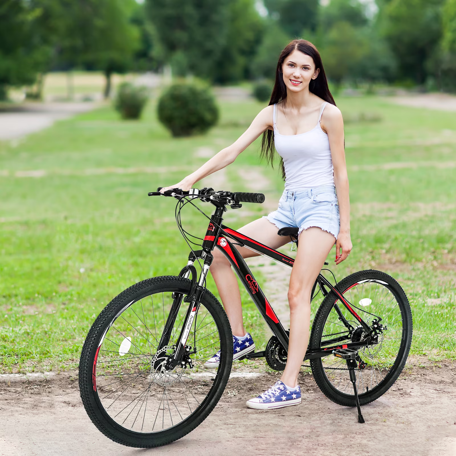 26-Inch 21-Speed Mountain Bike (Red/Black) – Double Disc Brakes, Shock-Absorbing Front Fork, High Carbon Steel Frame, Explorer Series - Image 4